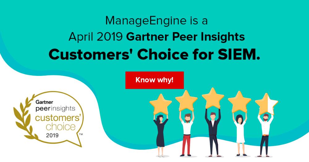 ManageEngine có mặt trong danh sách Customer’s Choice của Gartner Peer Insights tháng 4 năm 2019 dành cho quản trị sự kiện và thông tin bảo mật